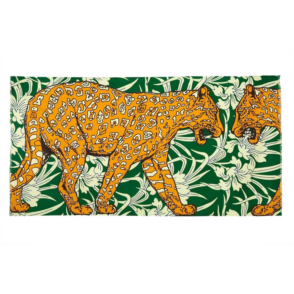 NEW THOMAS PAUL women's leopard jungle voile shawl in green